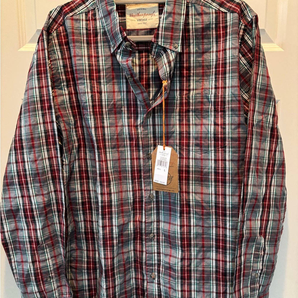 Weatherproof Red and Black Plaid Casual Shirt